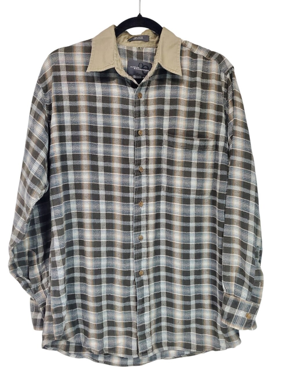 Outdoor Exchange Plaid Button Down Shirt Y2K Medium Blokecore Guycore Fall